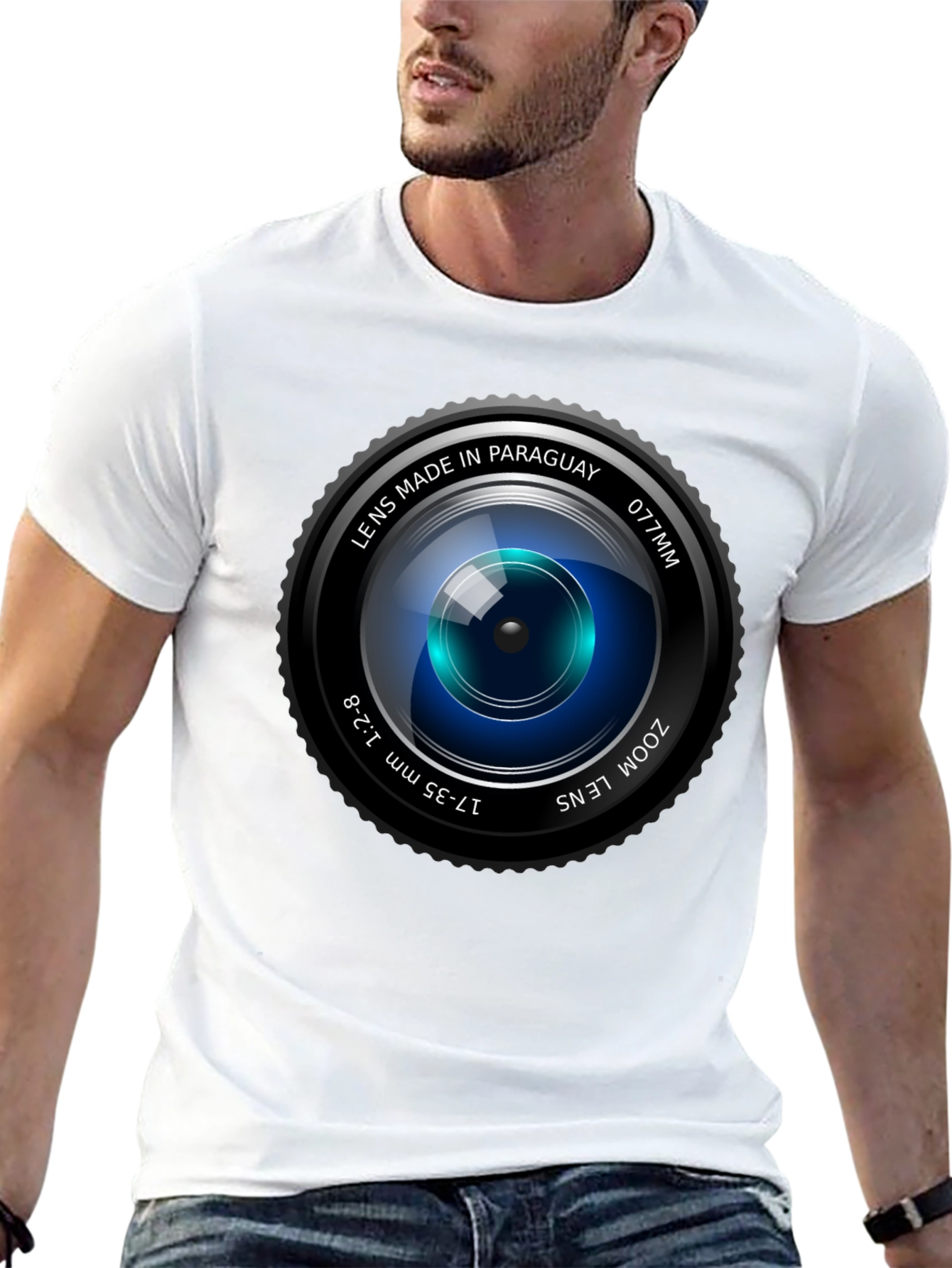 Camera Lens Graphic Print Crew Neck T-Shirt