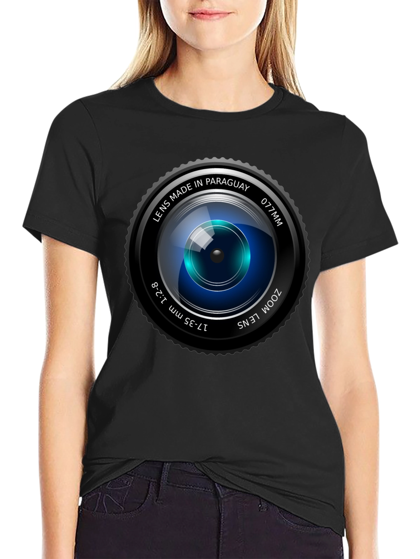 Camera Lens Graphic Print Crew Neck T-Shirt