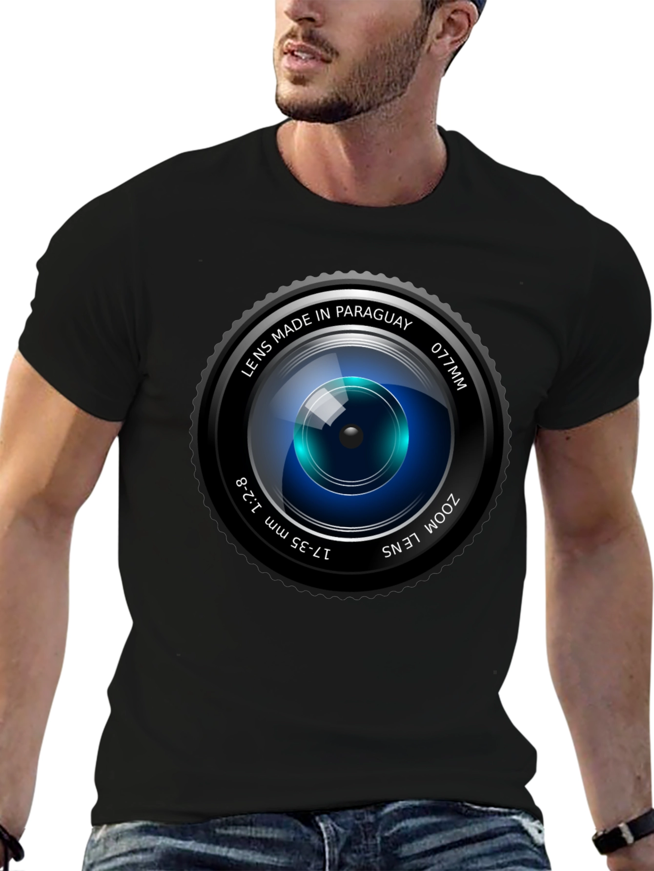 Camera Lens Graphic Print Crew Neck T-Shirt