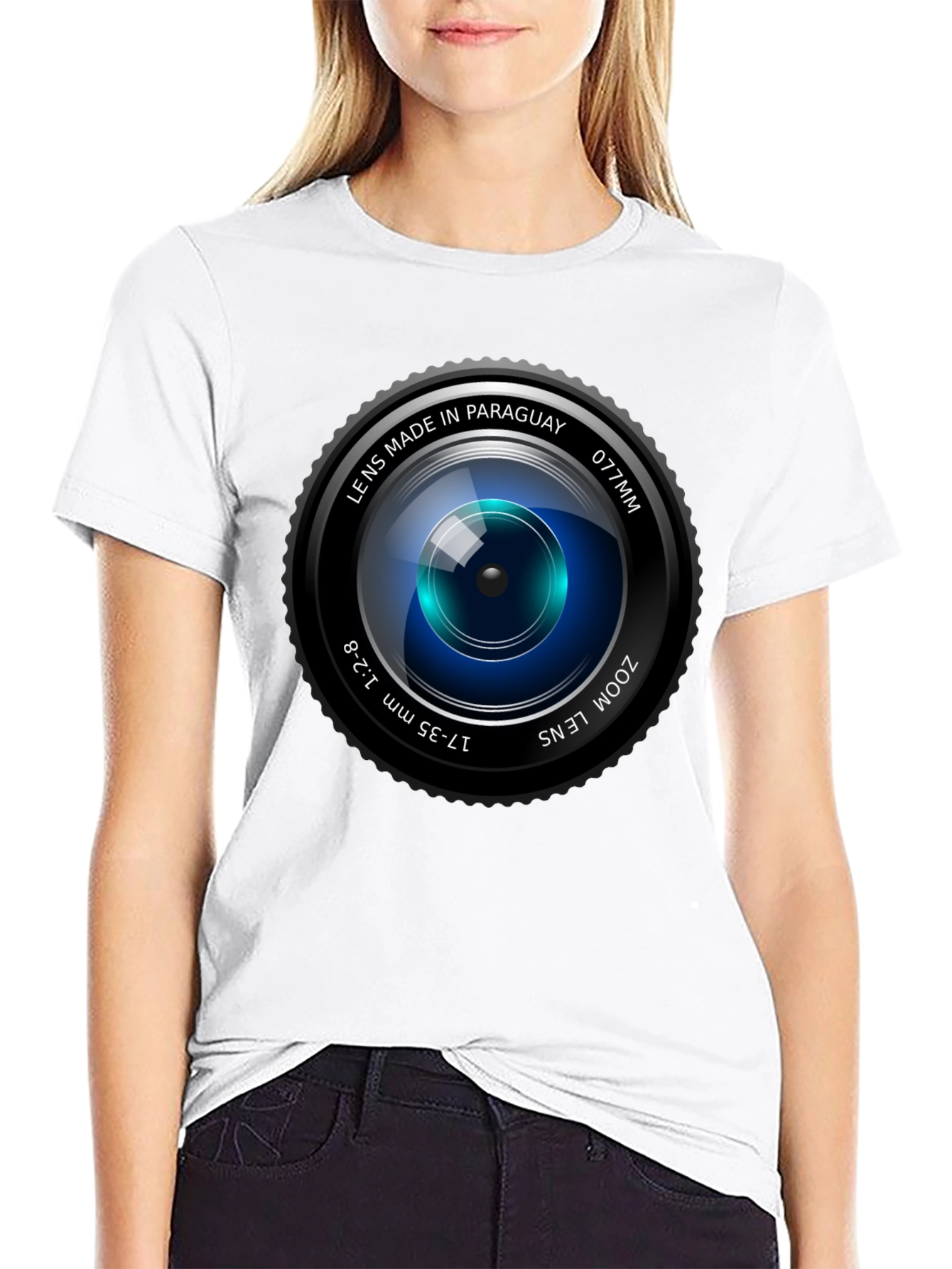 Camera Lens Graphic Print Crew Neck T-Shirt
