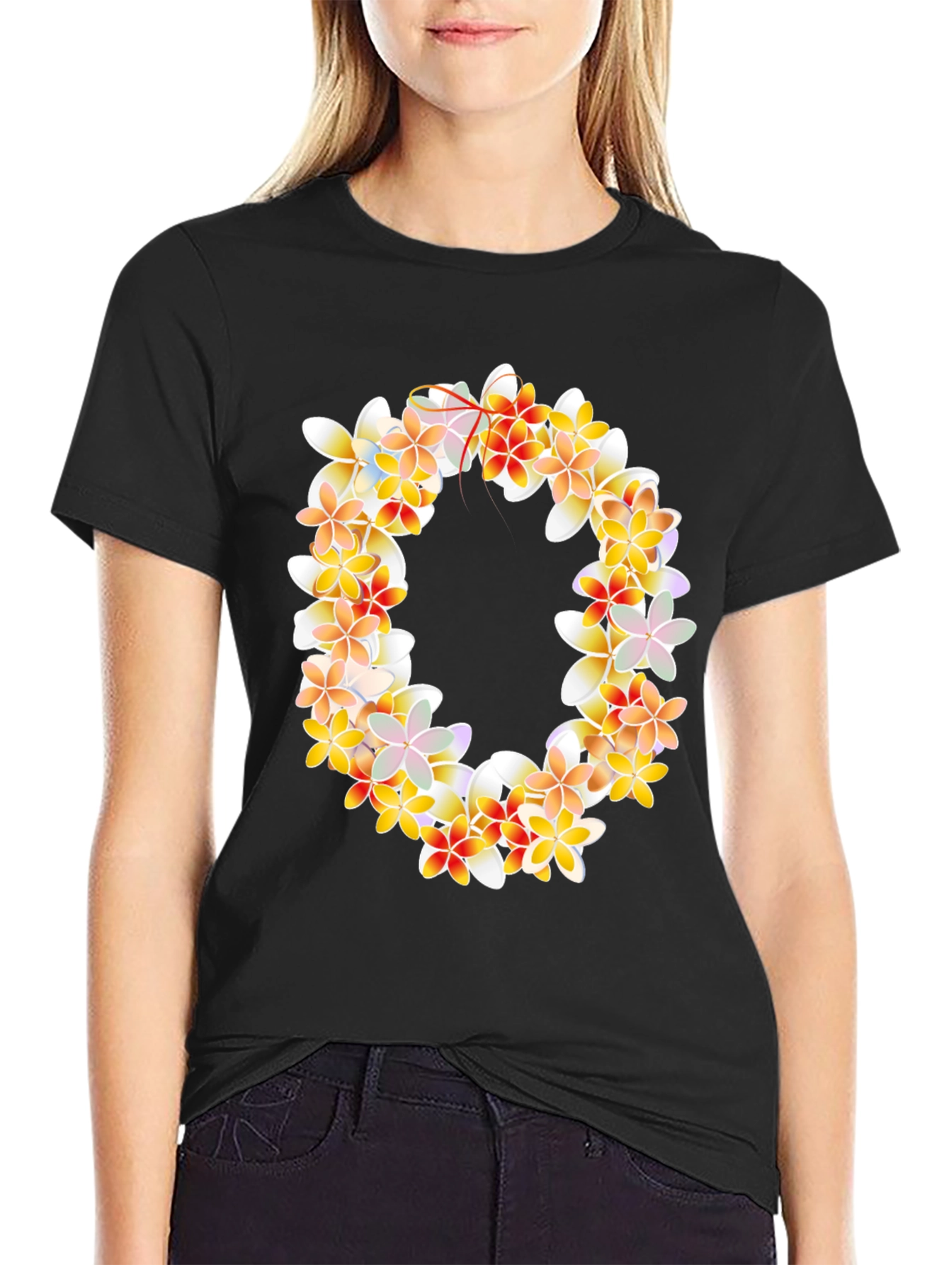 Floral Wreath Graphic Tee - Black T-Shirt