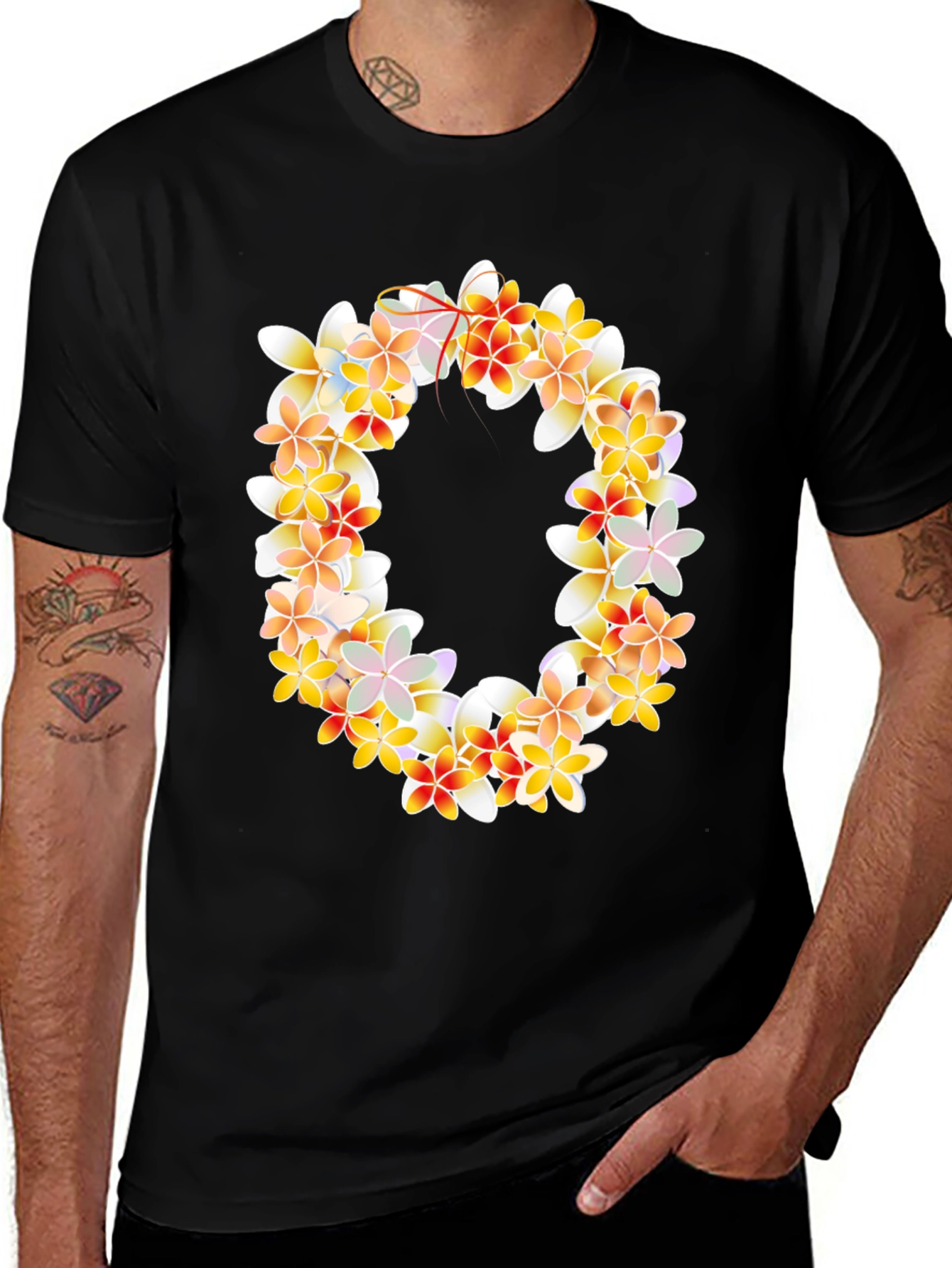 Floral Wreath Graphic Tee - Black T-Shirt