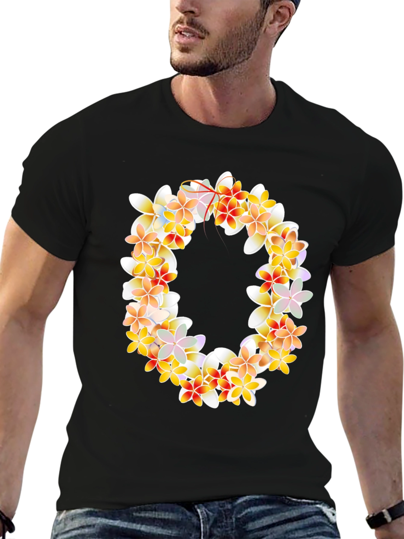 Floral Wreath Graphic Tee - Black T-Shirt