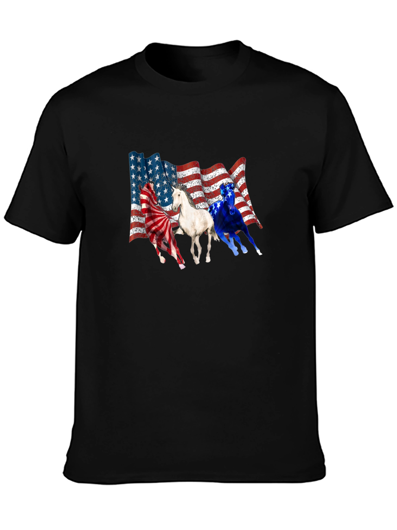 Patriotic Horses USA Flag T-Shirt