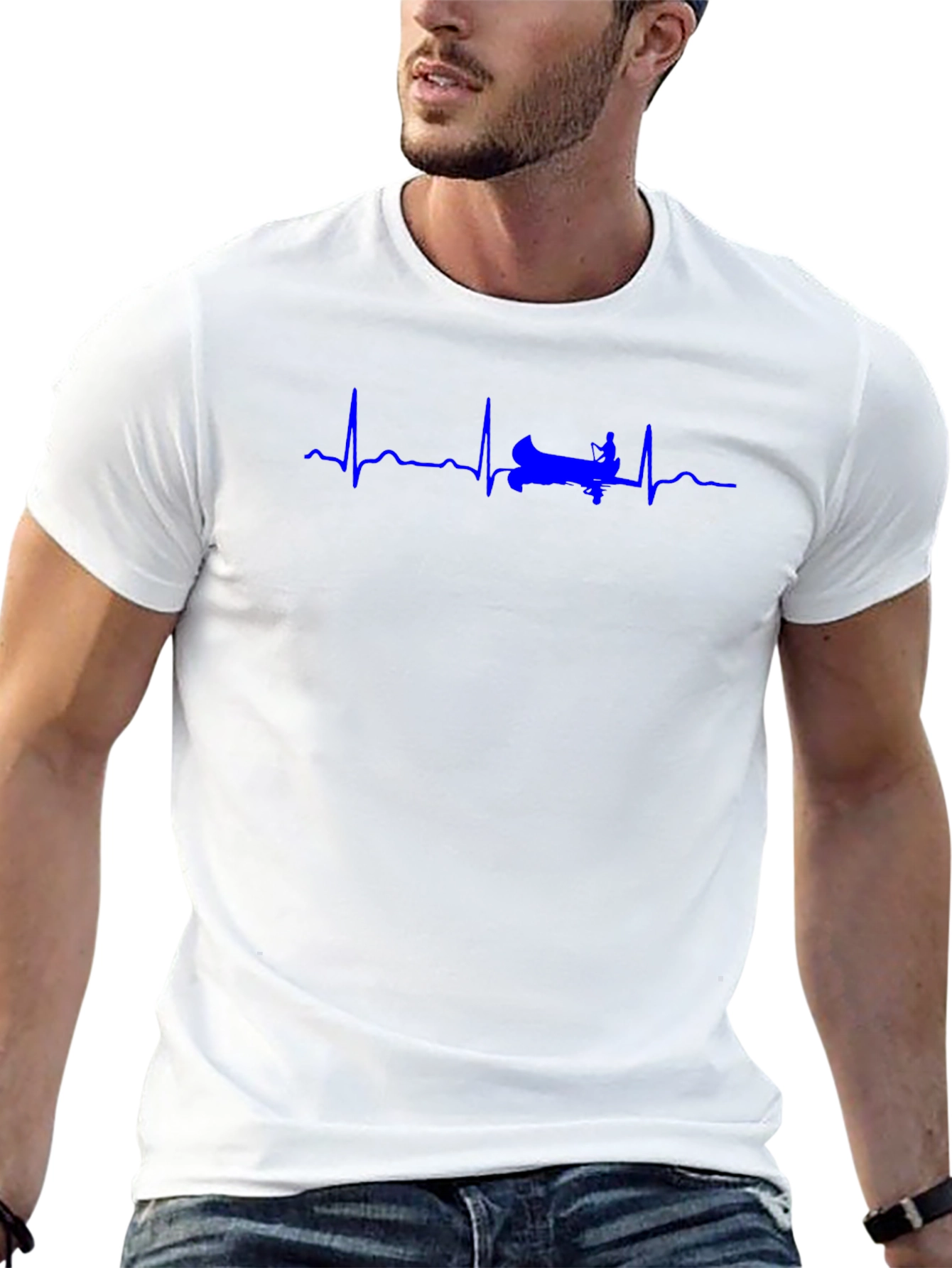 Rowing Heartbeat T-Shirt - Black Cotton Tee
