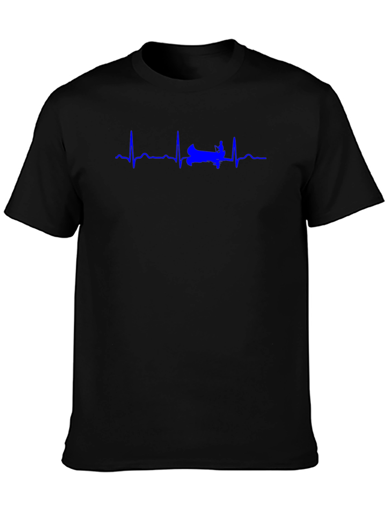 Rowing Heartbeat T-Shirt - Black Cotton Tee