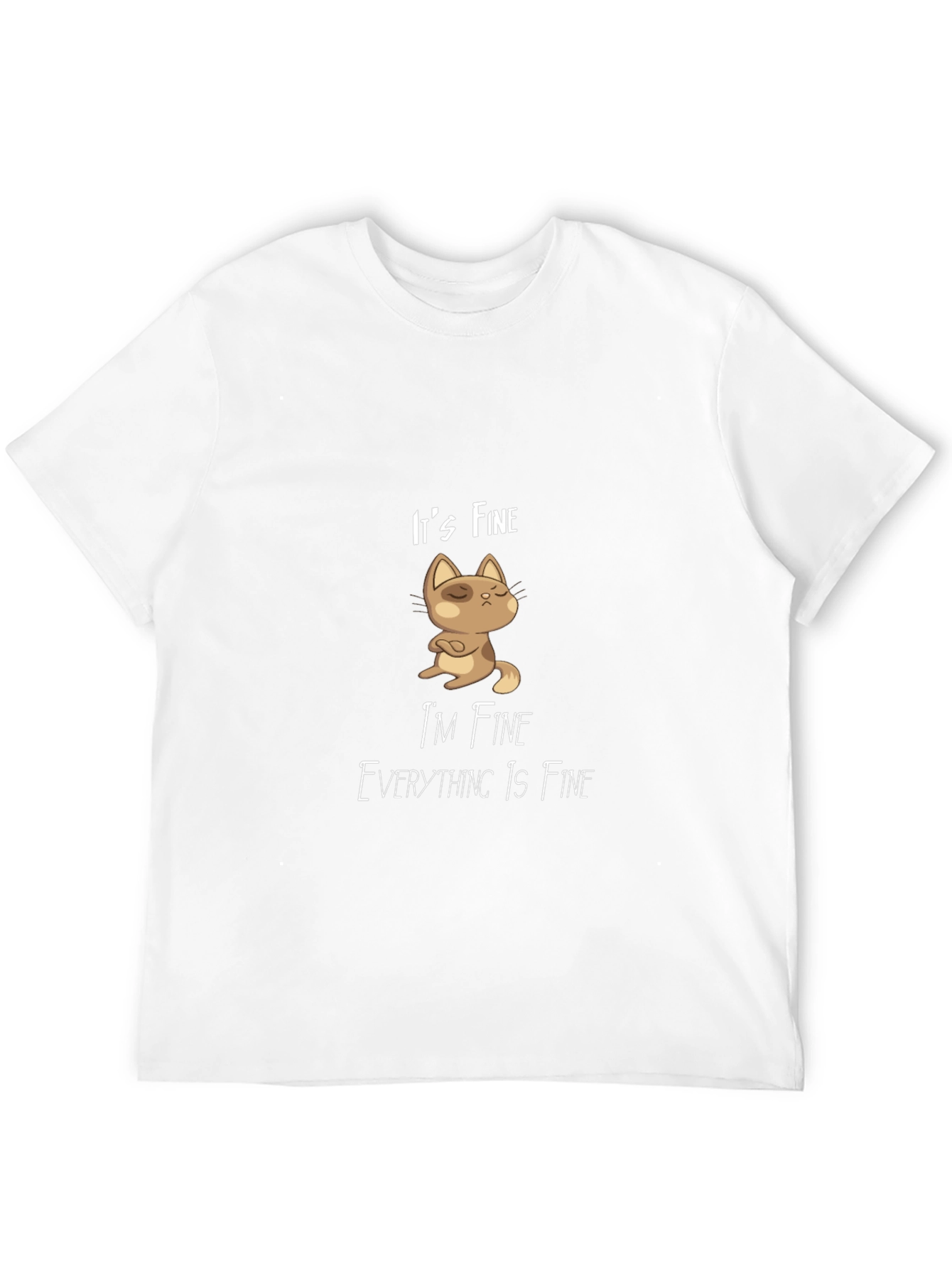 Its Fine Cat Graphic T-Shirt - Black Casual Tee