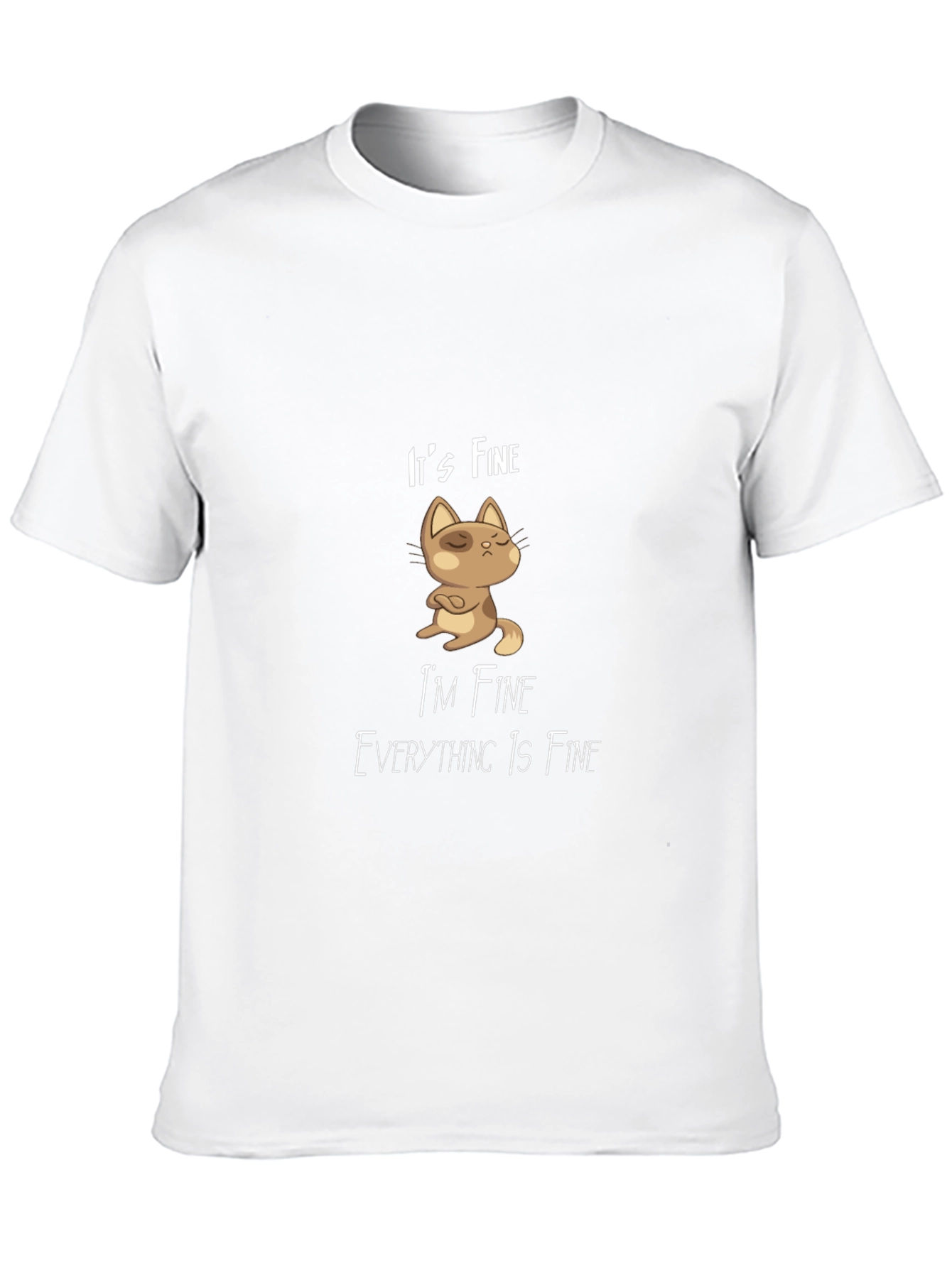 Its Fine Cat Graphic T-Shirt - Black Casual Tee