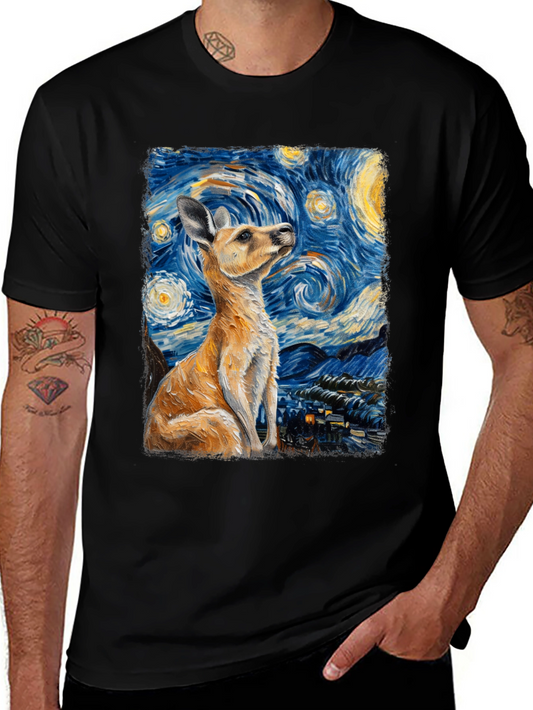 Kangaroo Van Gogh Starry Night T-Shirt