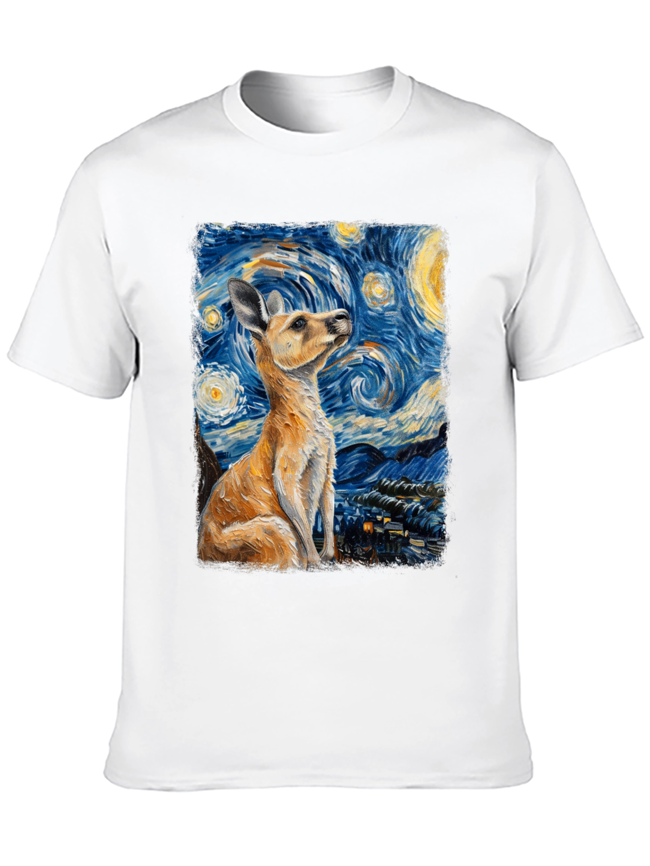 Kangaroo Van Gogh Starry Night T-Shirt