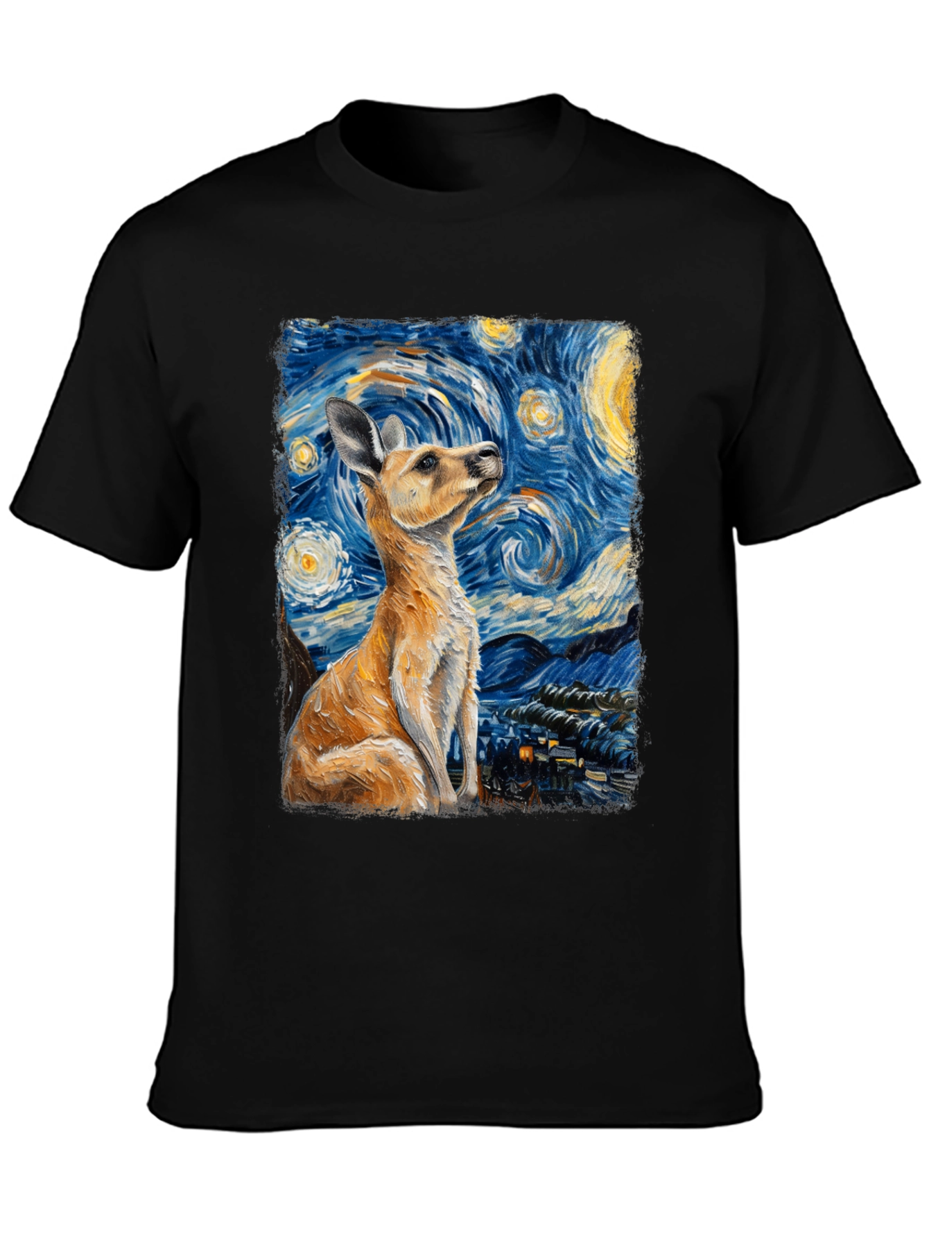 Kangaroo Van Gogh Starry Night T-Shirt