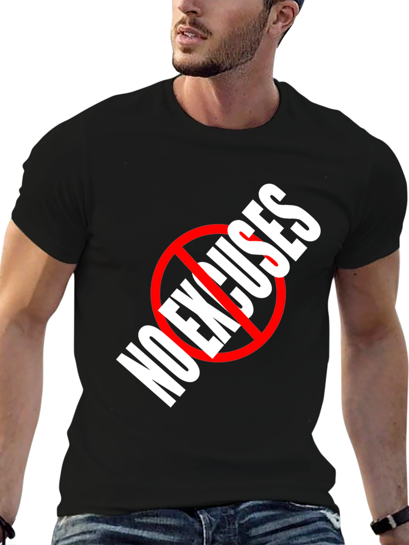 No Excuses Graphic Tee - Black Cotton T-Shirt