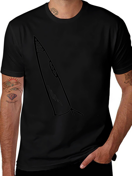 Black T-Shirt with Rocket Graphic