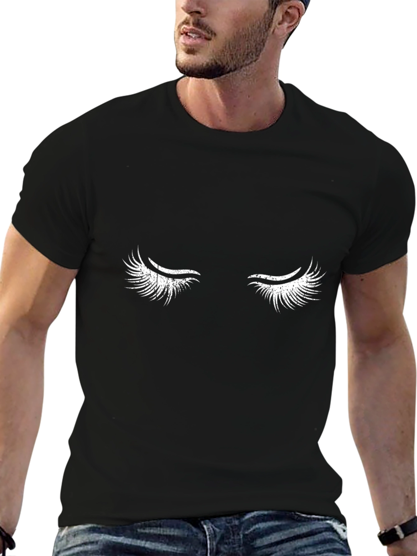 Eyelash Graphic T-Shirt - Black Cotton Tee