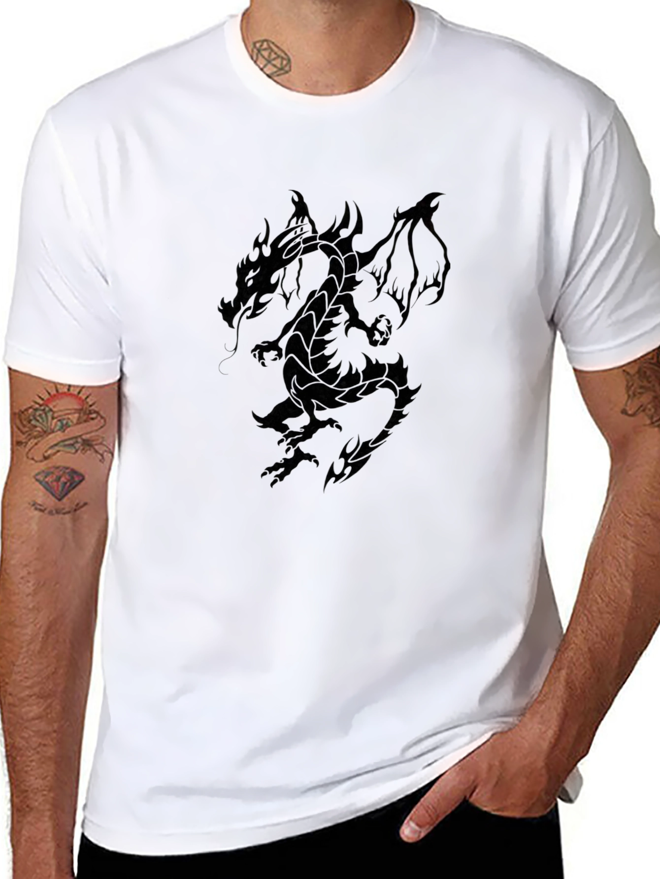 Black Dragon Graphic Tee - Mens Fashion