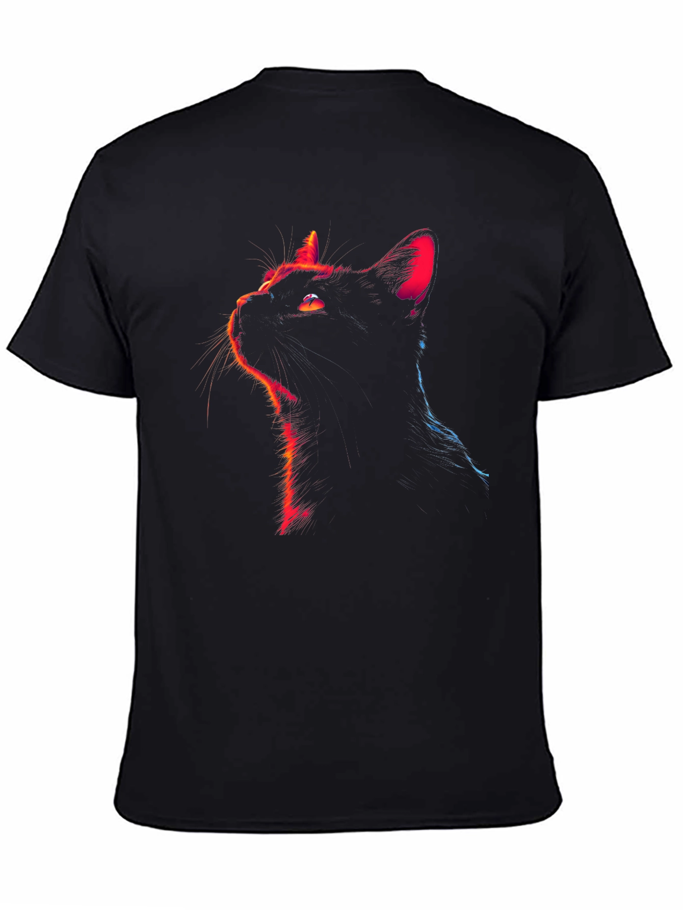 Neon Cat Graphic Tee - Stylish Black T-Shirt