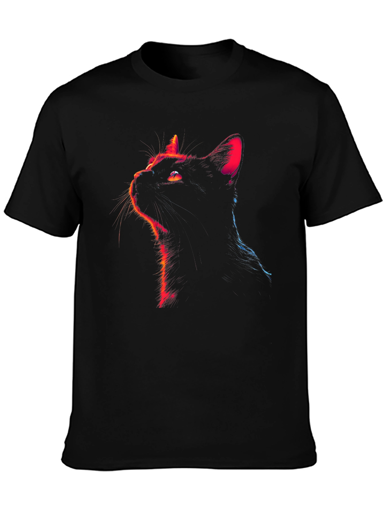 Neon Cat Graphic Tee - Stylish Black T-Shirt