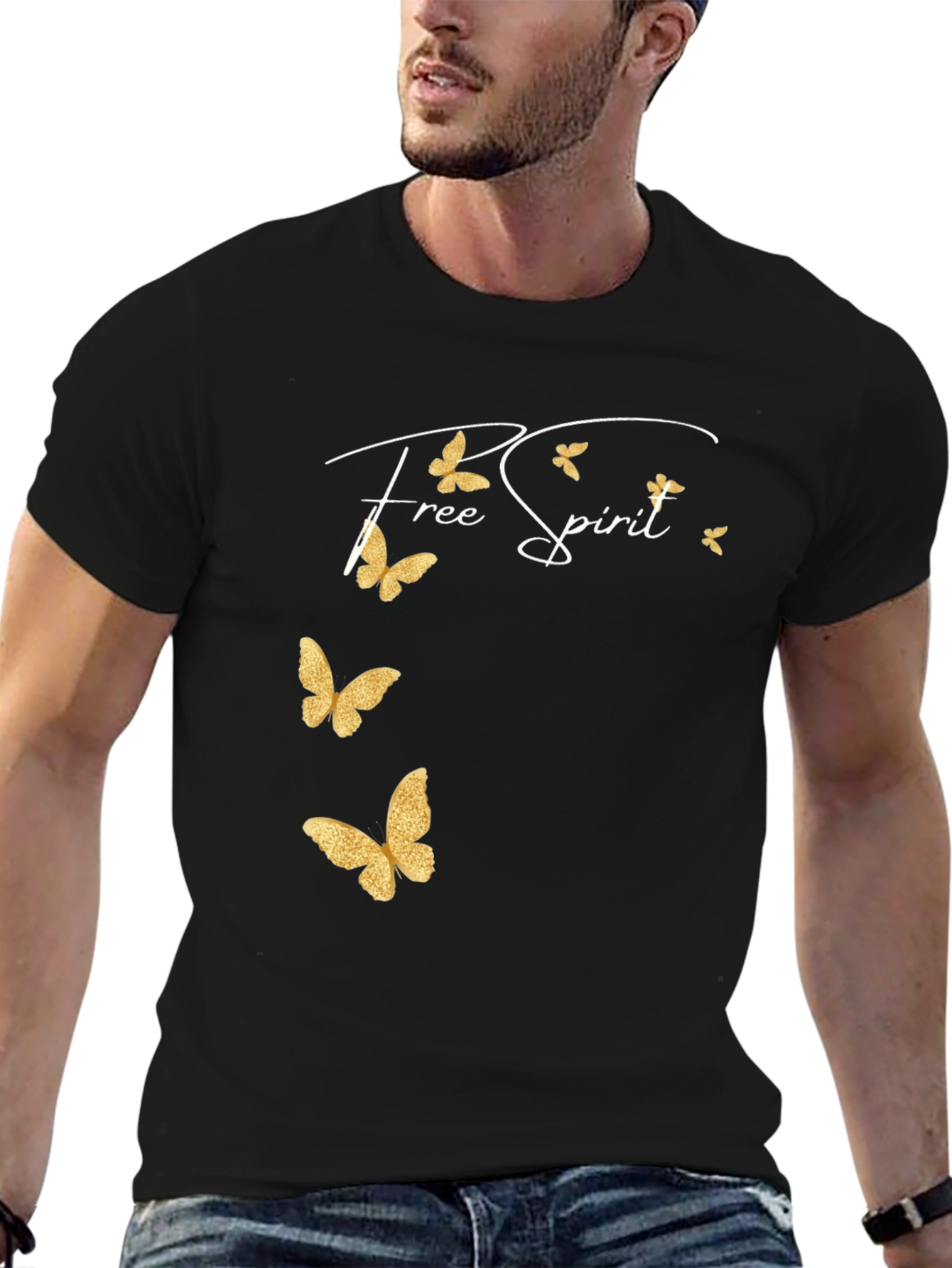 Free Spirit Butterfly Graphic Tee - Black
