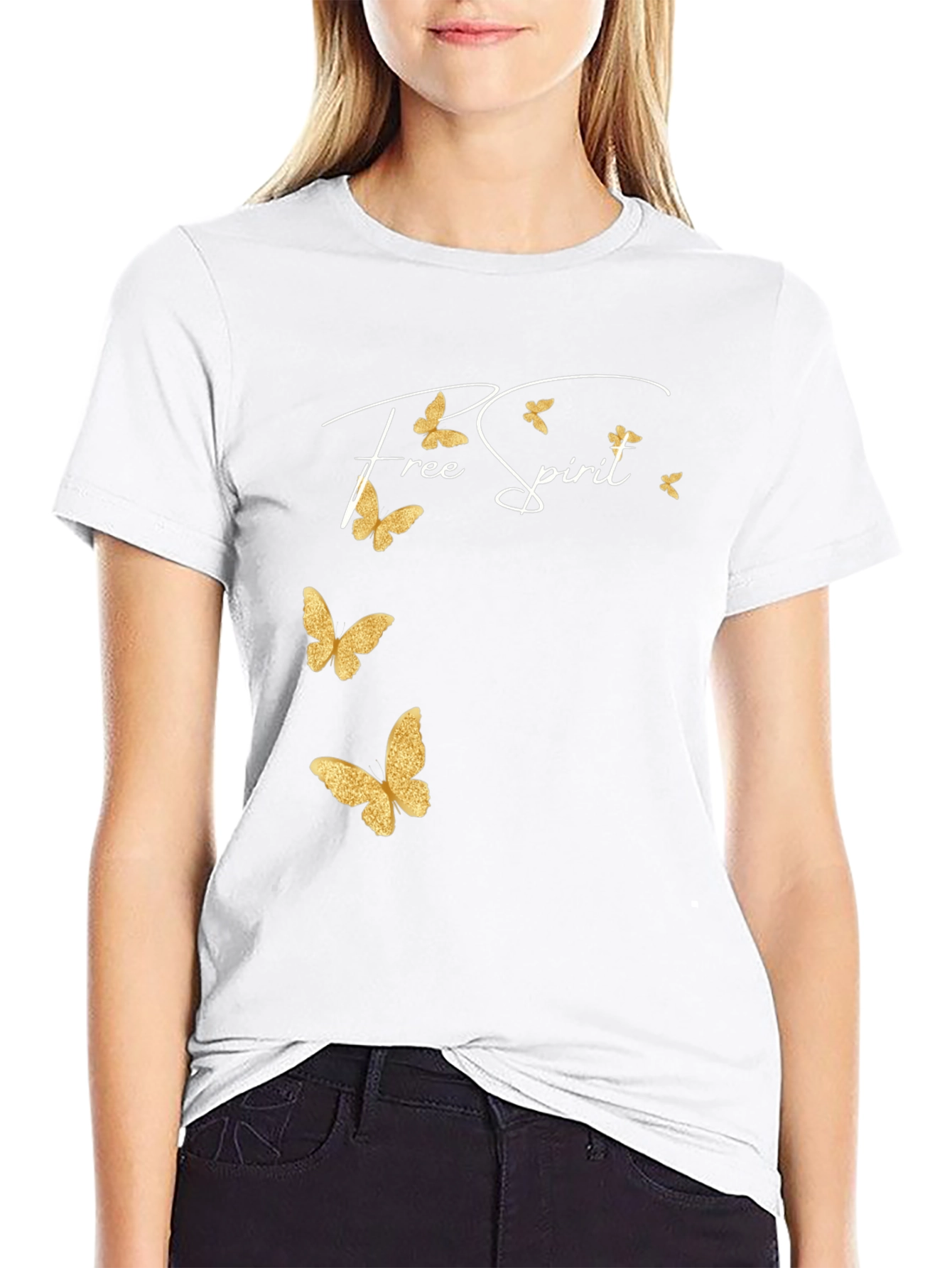 Free Spirit Butterfly Graphic Tee - Black