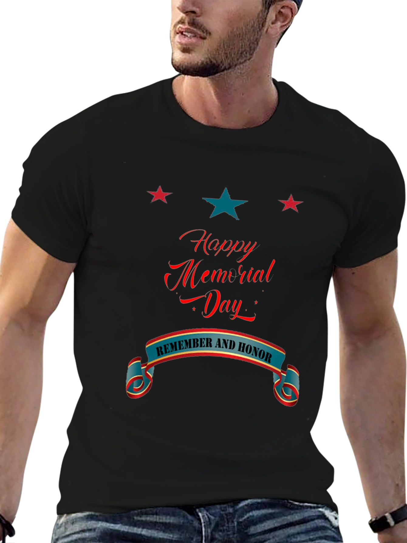 Happy Memorial Day Black T-Shirt