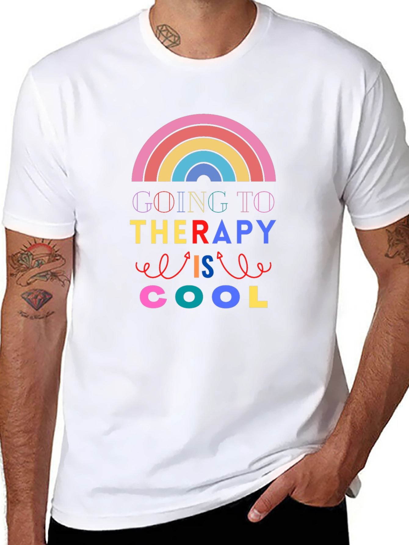Therapy is Cool Rainbow Graphic T-Shirt