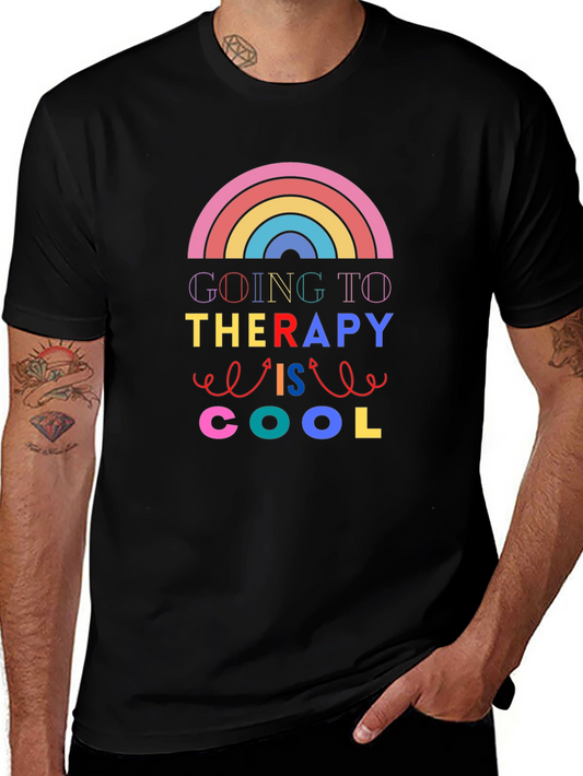 Therapy is Cool Rainbow Graphic T-Shirt