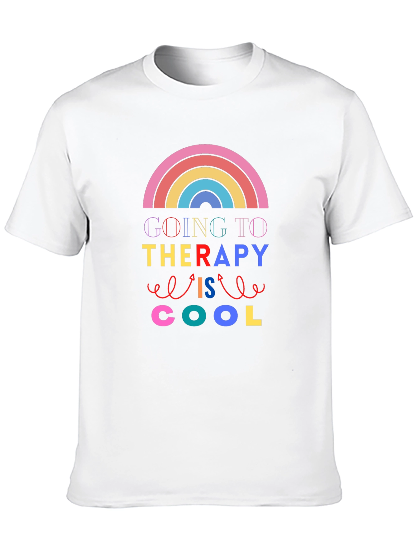 Therapy is Cool Rainbow Graphic T-Shirt