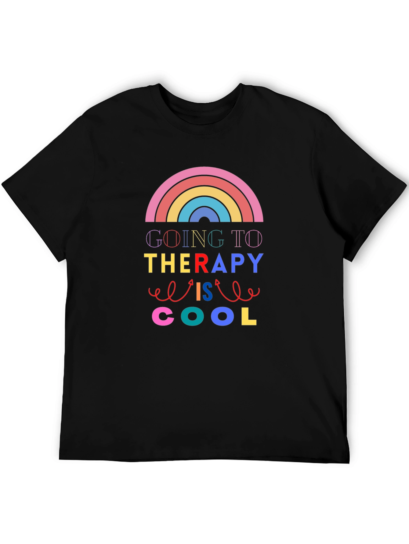 Therapy is Cool Rainbow Graphic T-Shirt