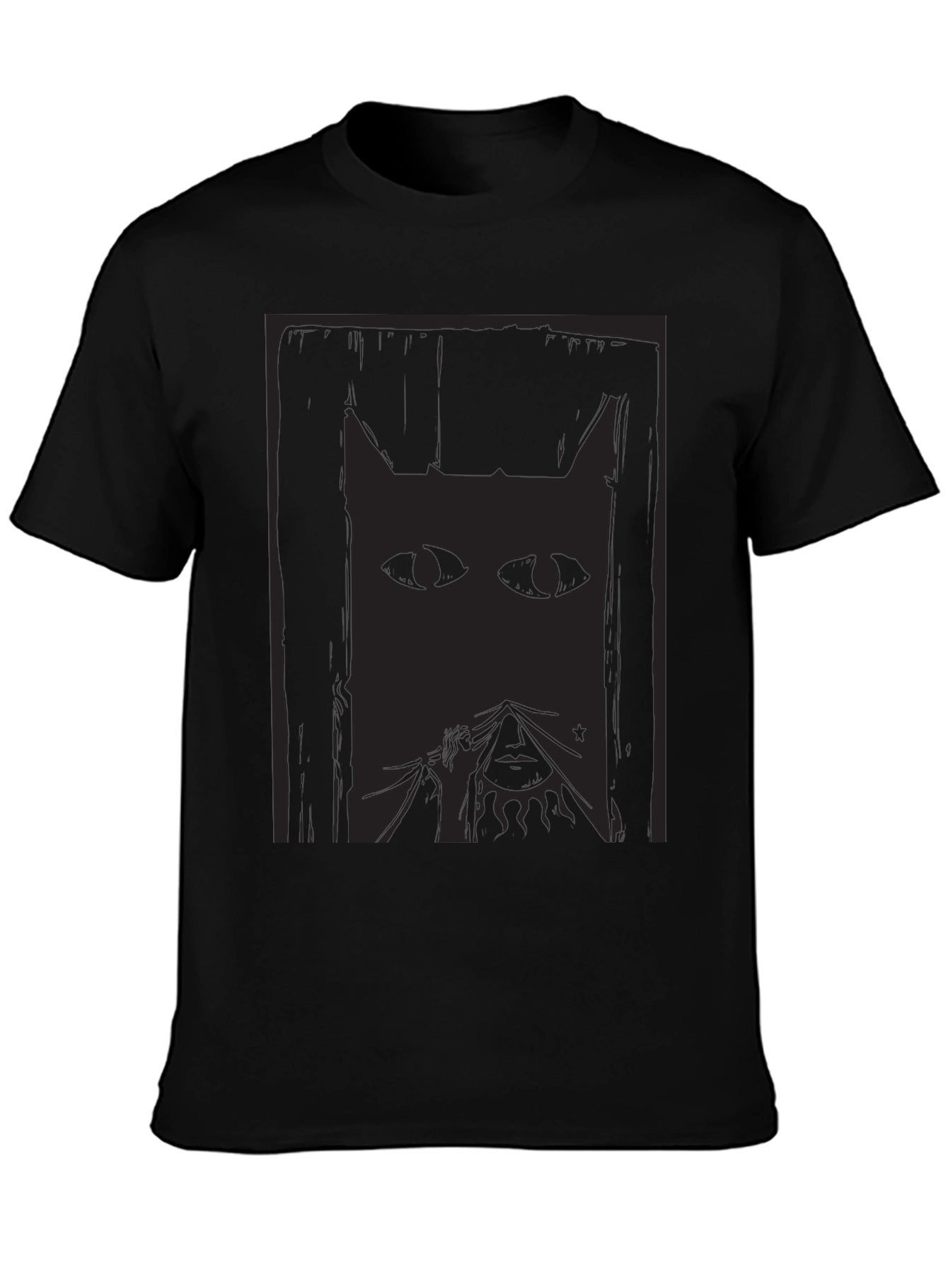 Mystery Cat Graphic Tee - Mens Black T-Shirt
