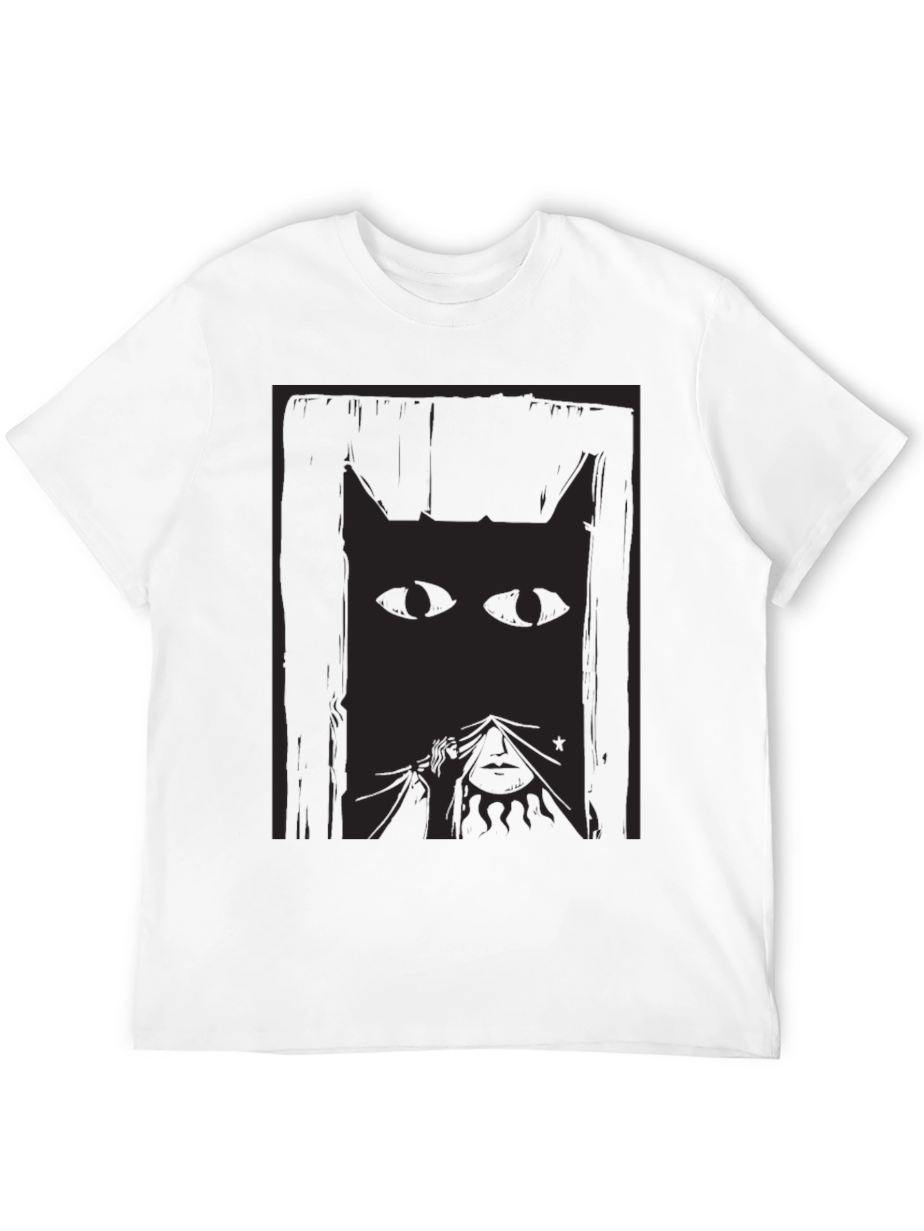 Mystery Cat Graphic Tee - Mens Black T-Shirt