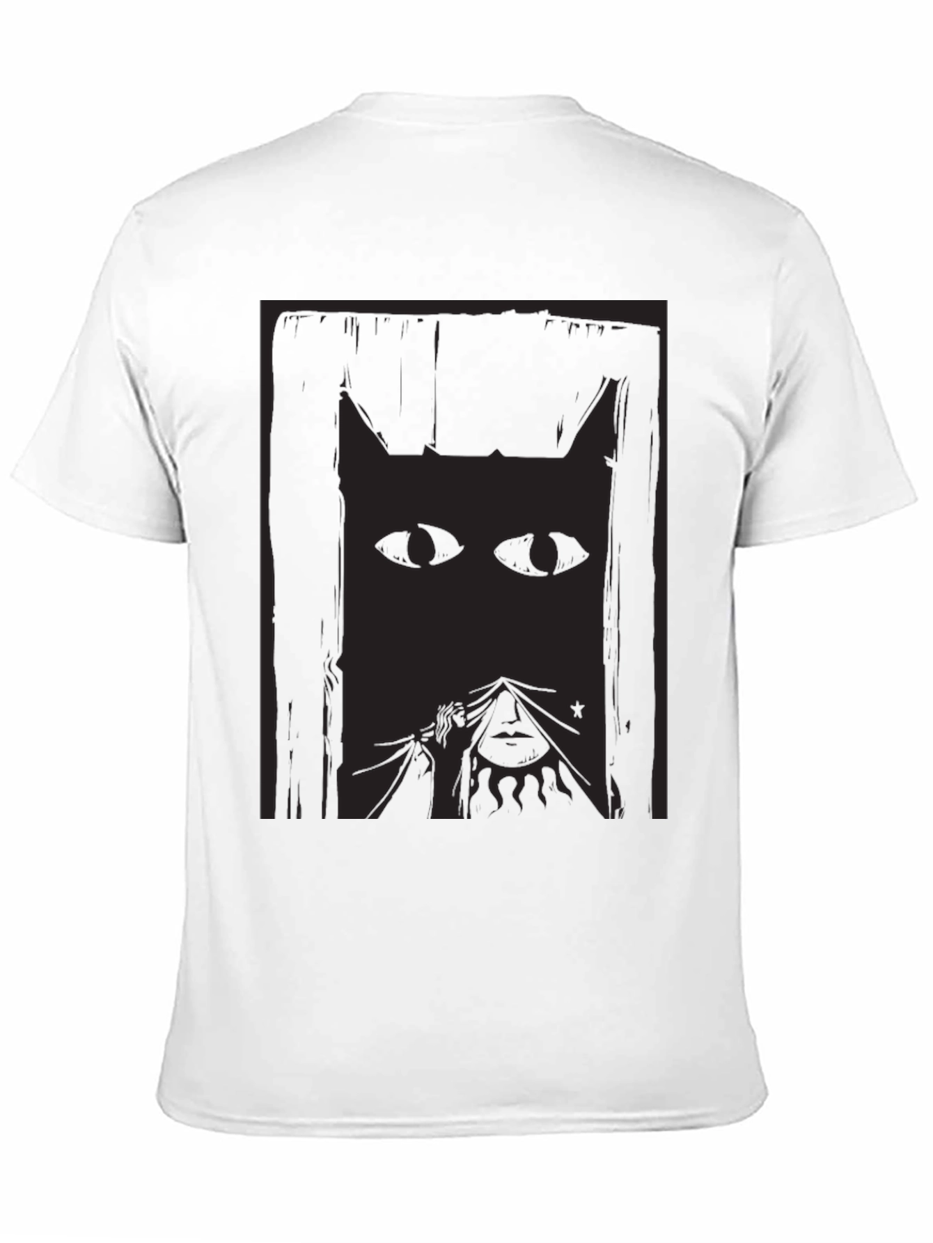 Mystery Cat Graphic Tee - Mens Black T-Shirt