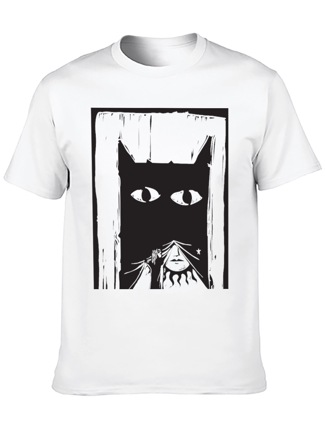 Mystery Cat Graphic Tee - Mens Black T-Shirt
