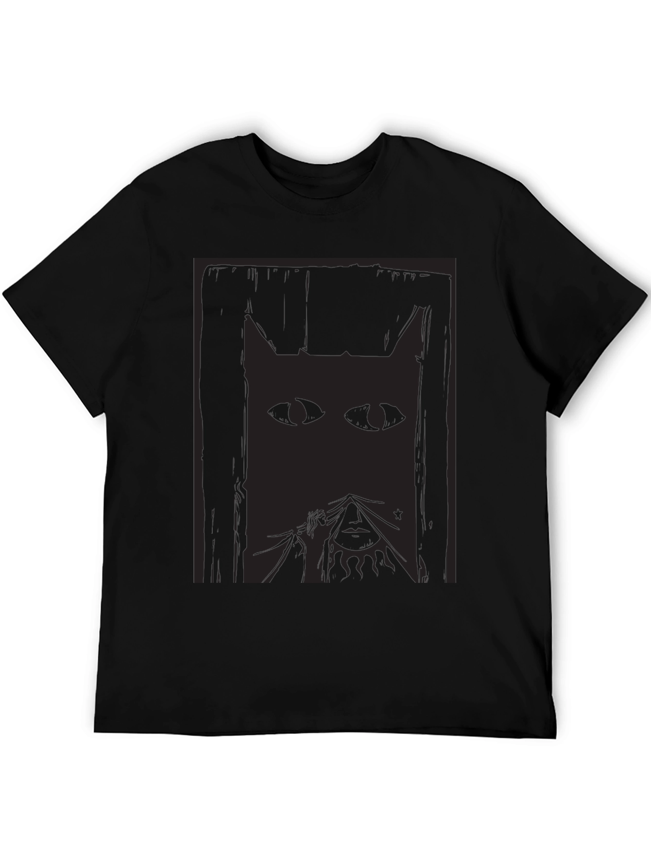 Mystery Cat Graphic Tee - Mens Black T-Shirt