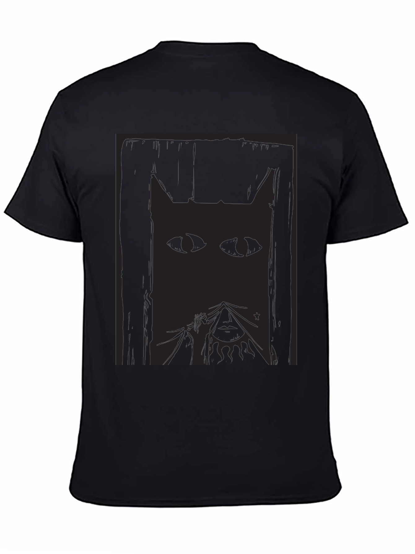 Mystery Cat Graphic Tee - Mens Black T-Shirt