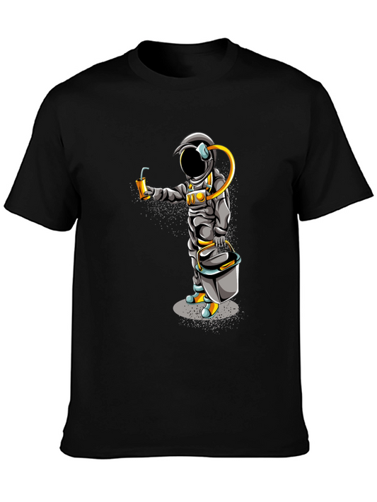 Astronaut Graphic T-Shirt - Black Crew Neck Tee