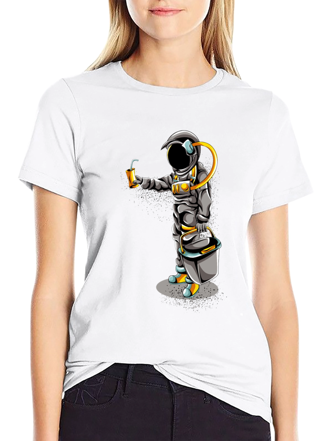 Astronaut Graphic T-Shirt - Black Crew Neck Tee
