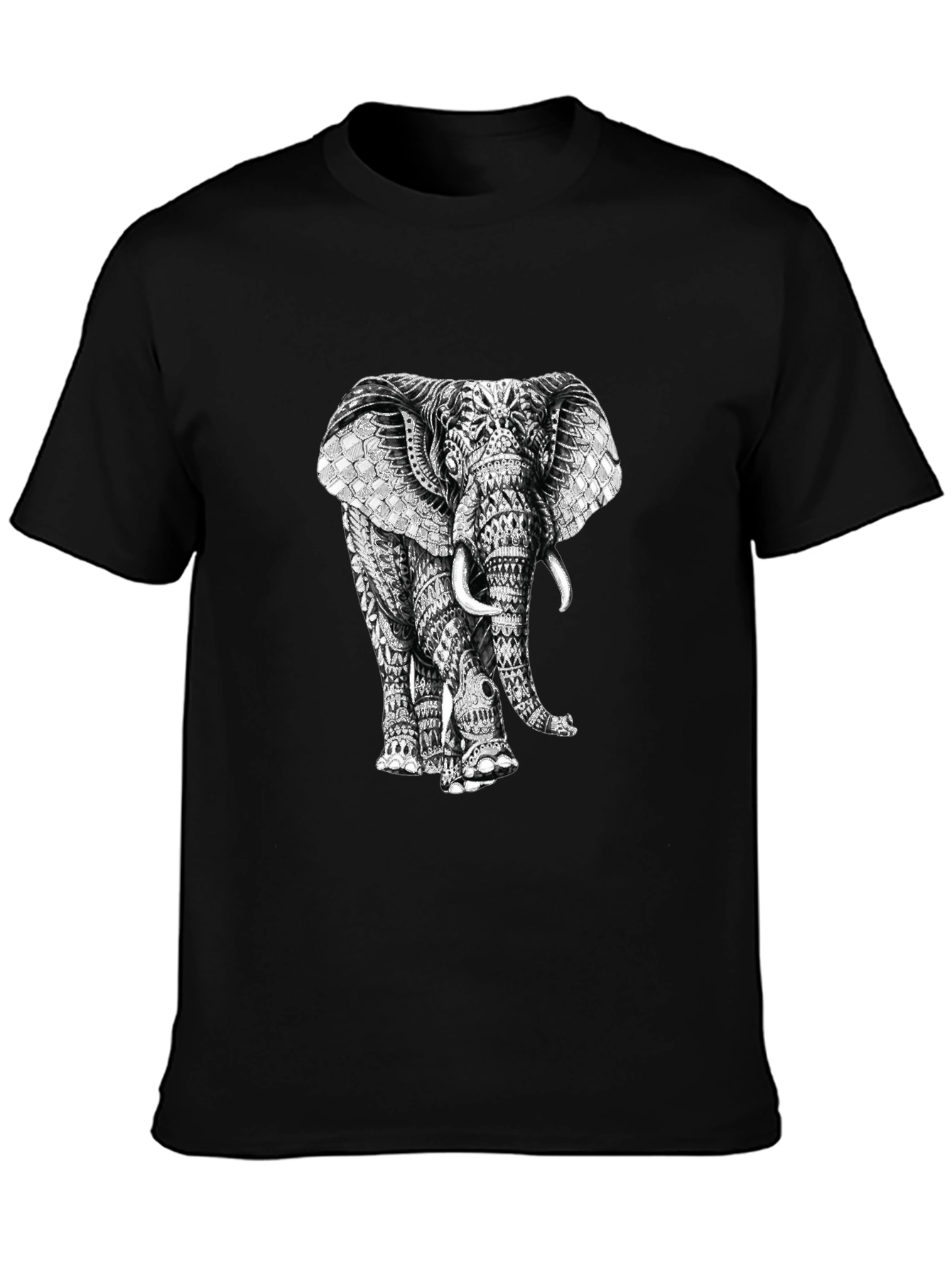 Elephant Graphic Print T-Shirt - Stylish Black Tee