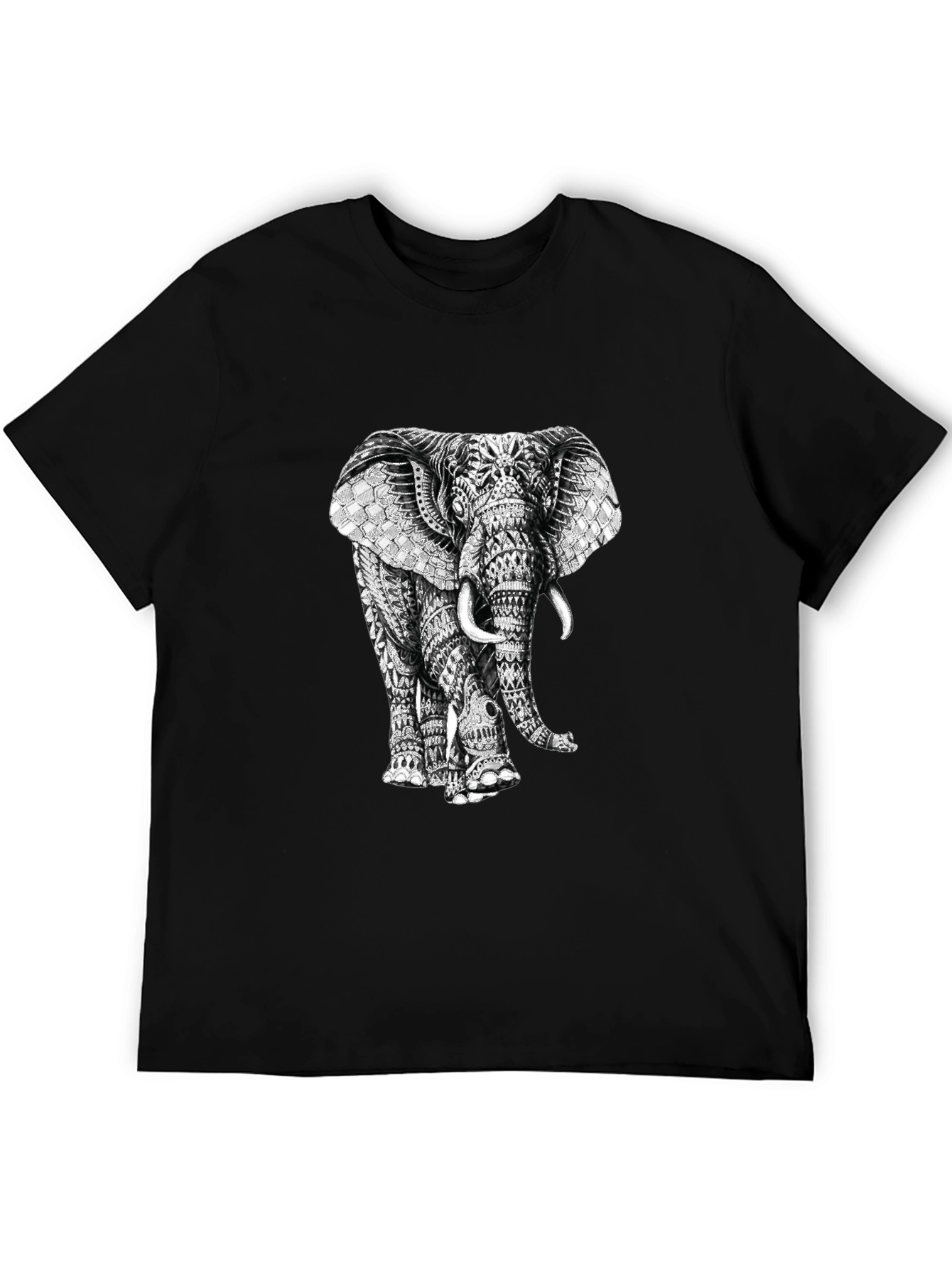 Elephant Graphic Print T-Shirt - Stylish Black Tee