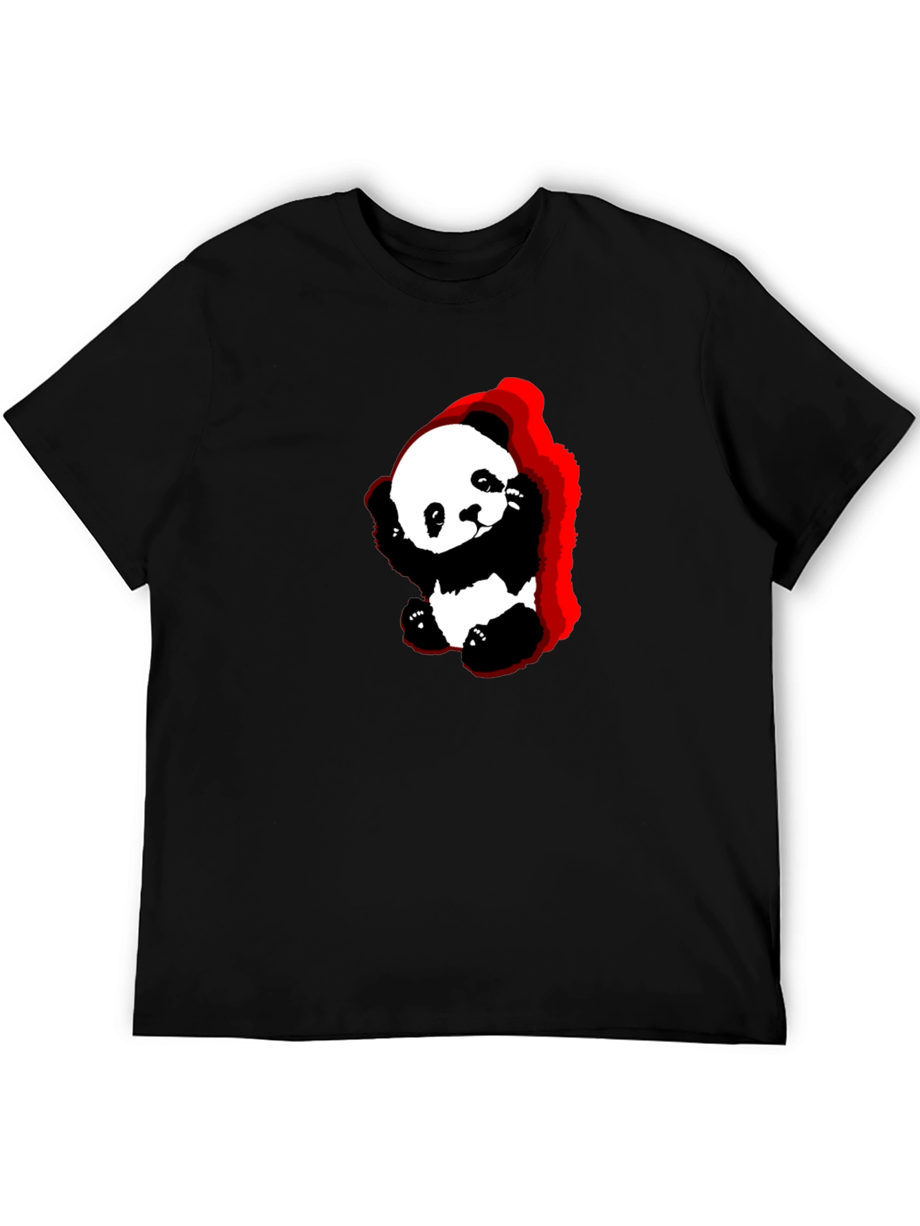 Cute Panda Graphic Black T-Shirt