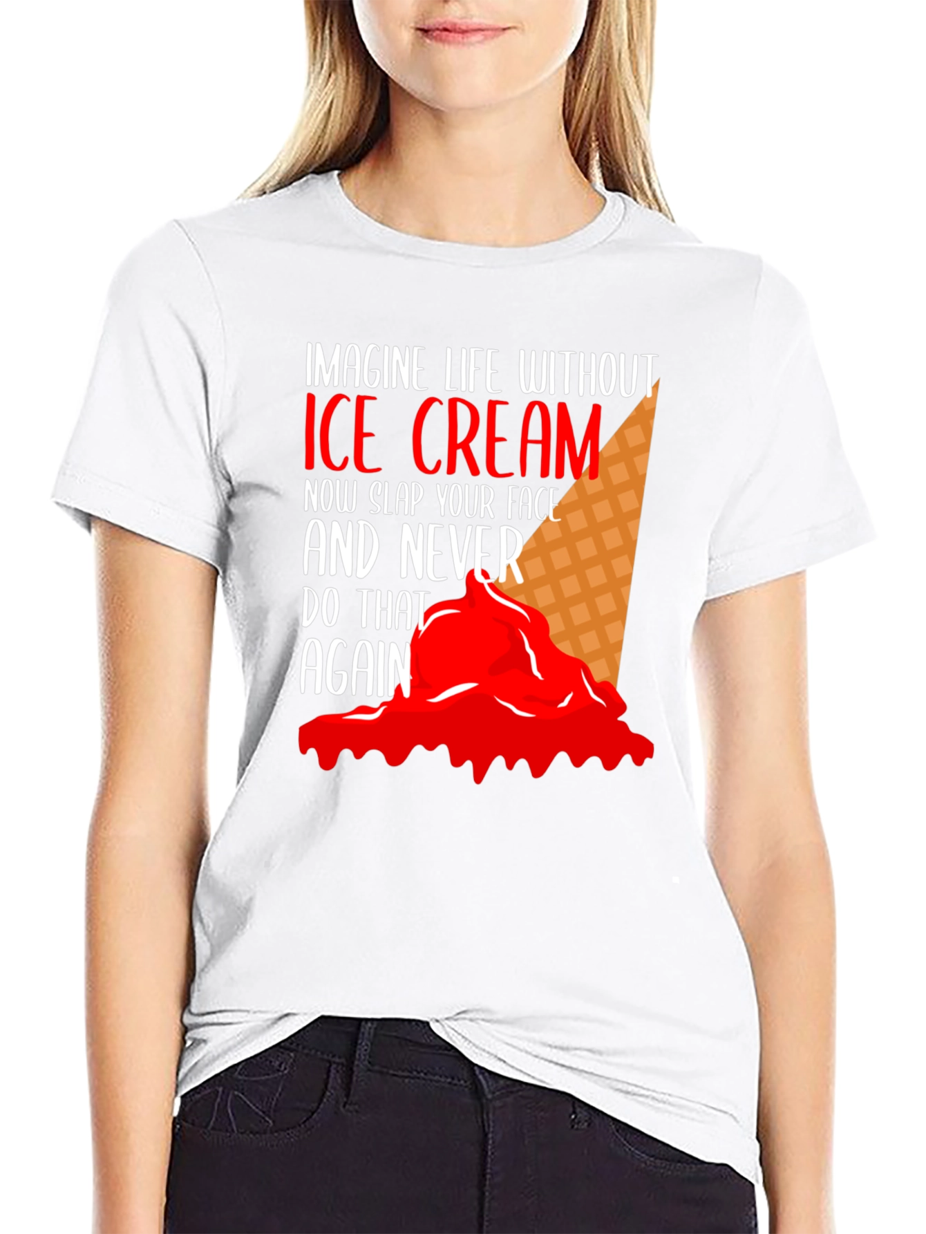 Imagine Life Without Ice Cream Black T-Shirt