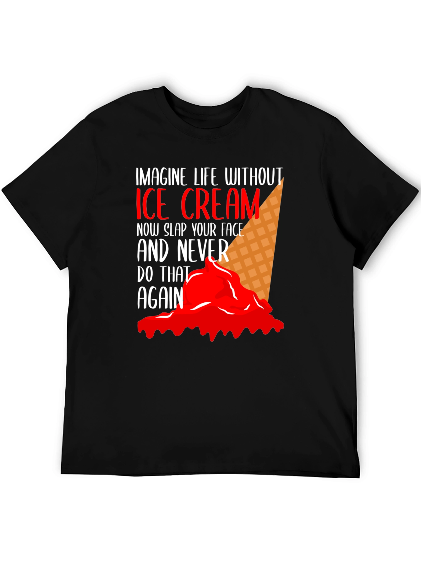 Imagine Life Without Ice Cream Black T-Shirt
