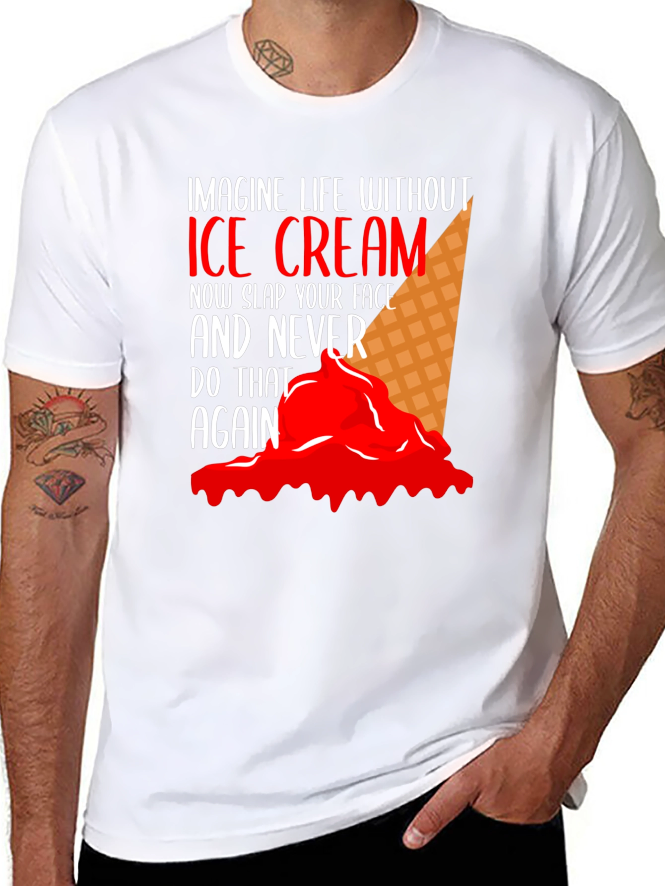 Imagine Life Without Ice Cream Black T-Shirt