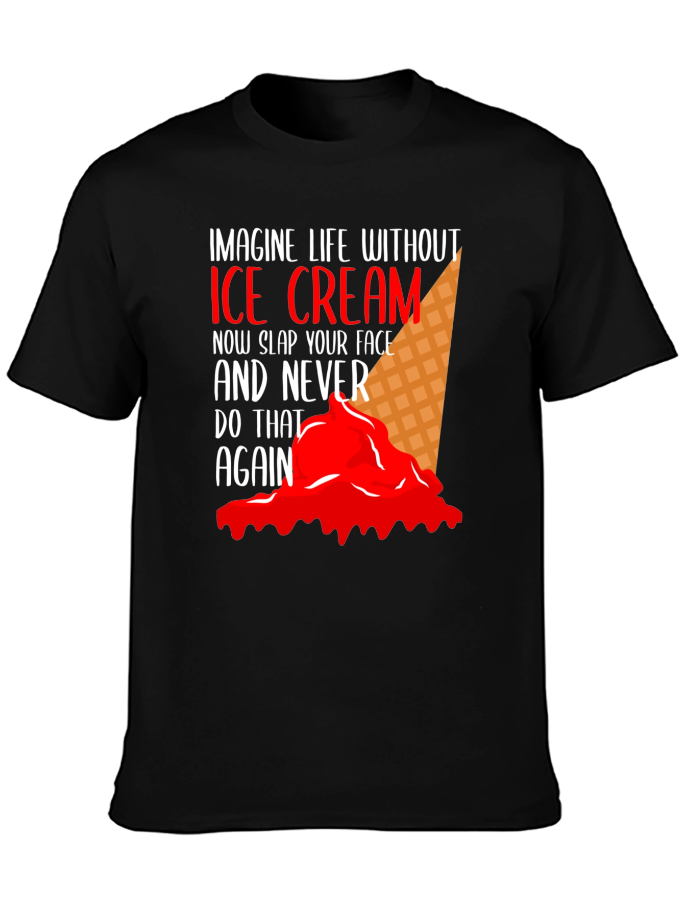 Imagine Life Without Ice Cream Black T-Shirt