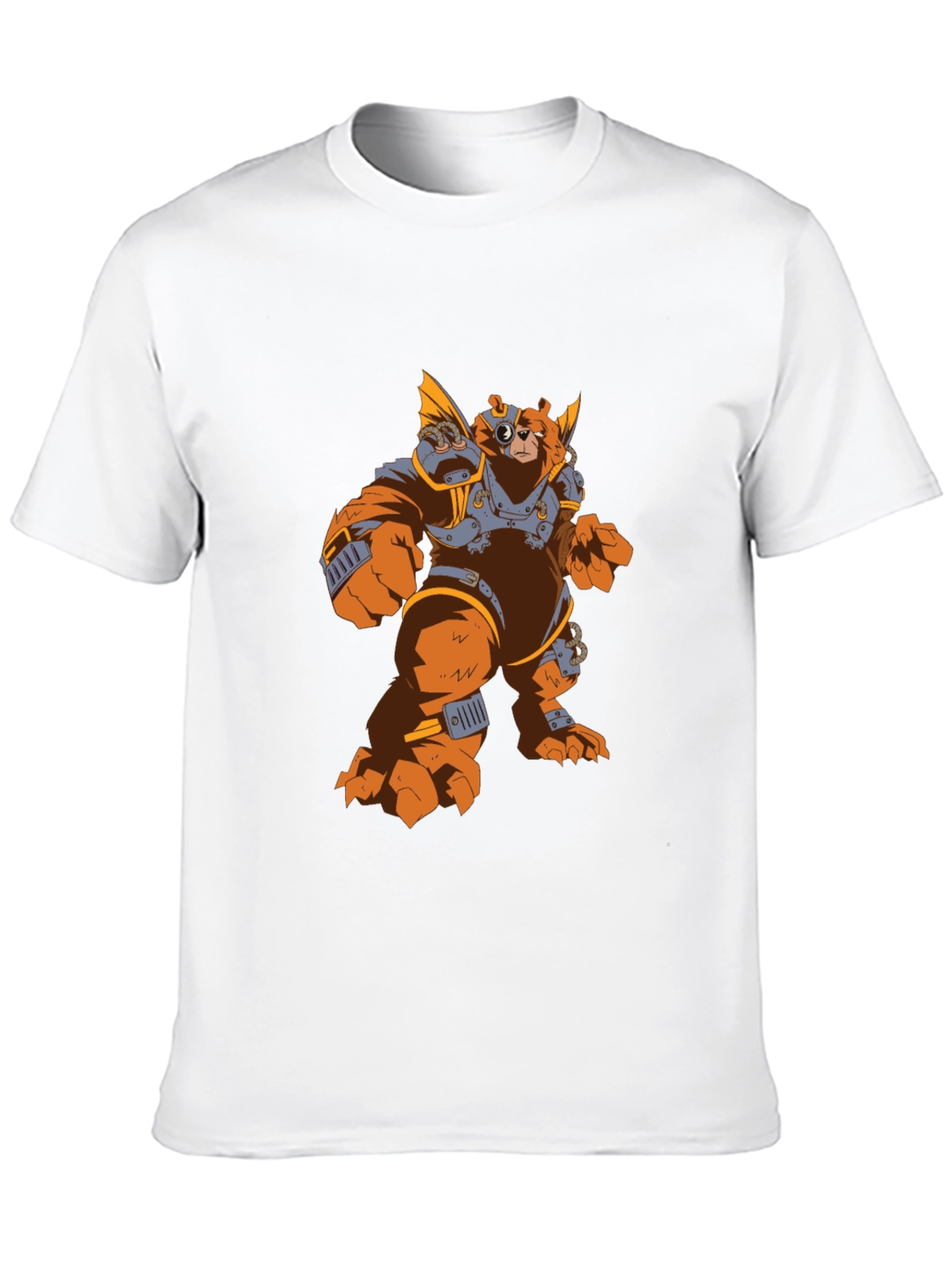 Steampunk Bear Graphic Tee - Black Cotton T-Shirt