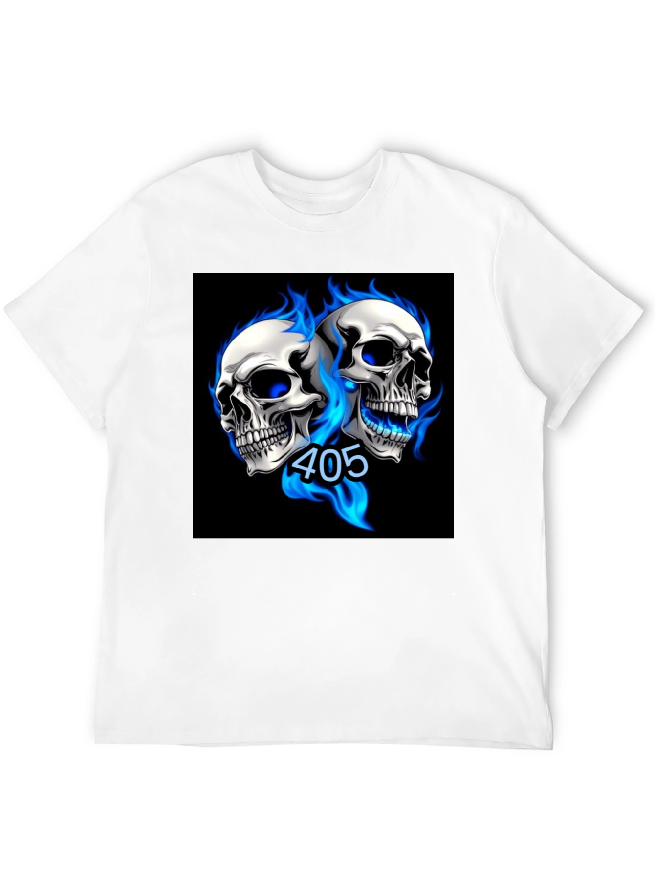 Skull Flames Graphic Tee - Black Cotton