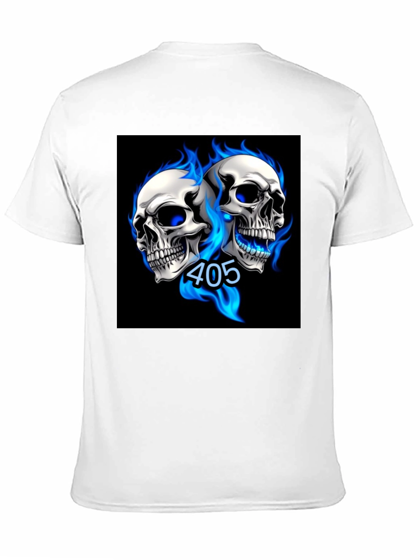 Skull Flames Graphic Tee - Black Cotton