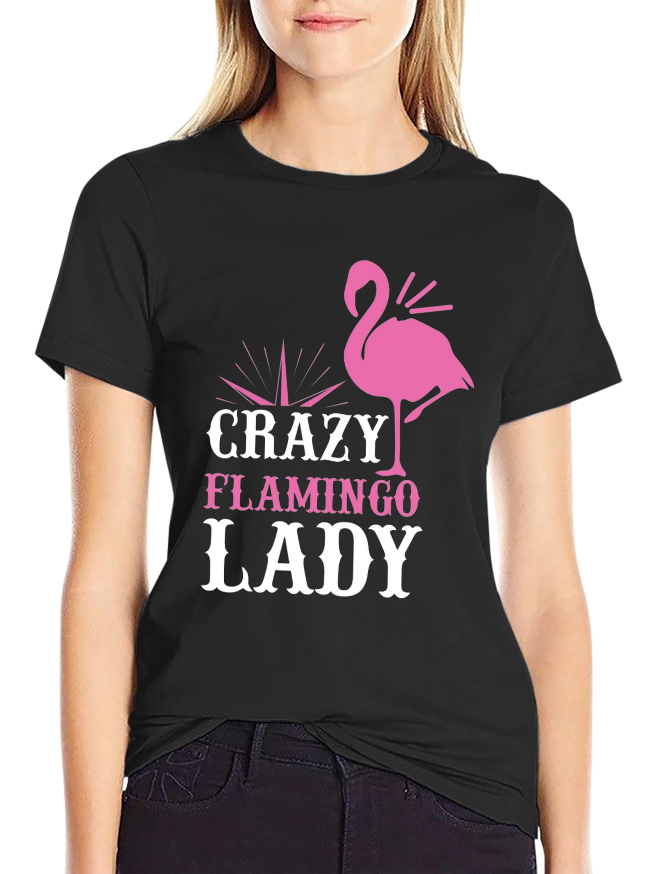 Crazy Flamingo Lady T-Shirt - Fun Novelty Tee