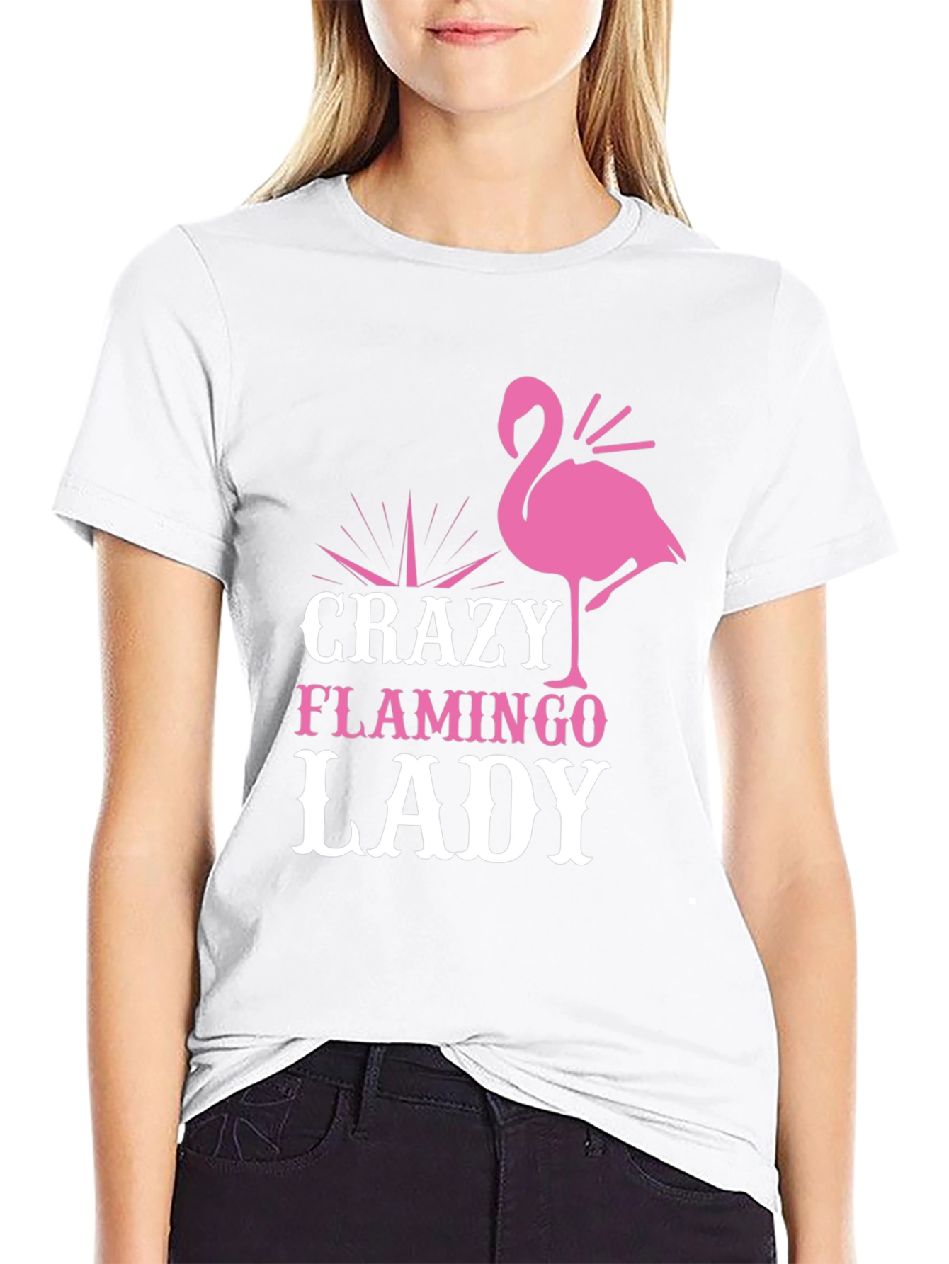 Crazy Flamingo Lady T-Shirt - Fun Novelty Tee