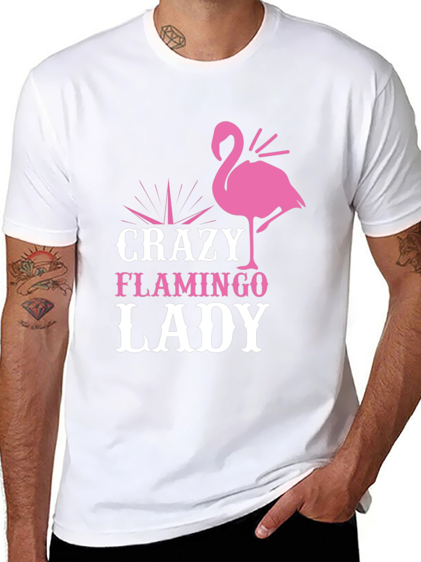Crazy Flamingo Lady T-Shirt - Fun Novelty Tee