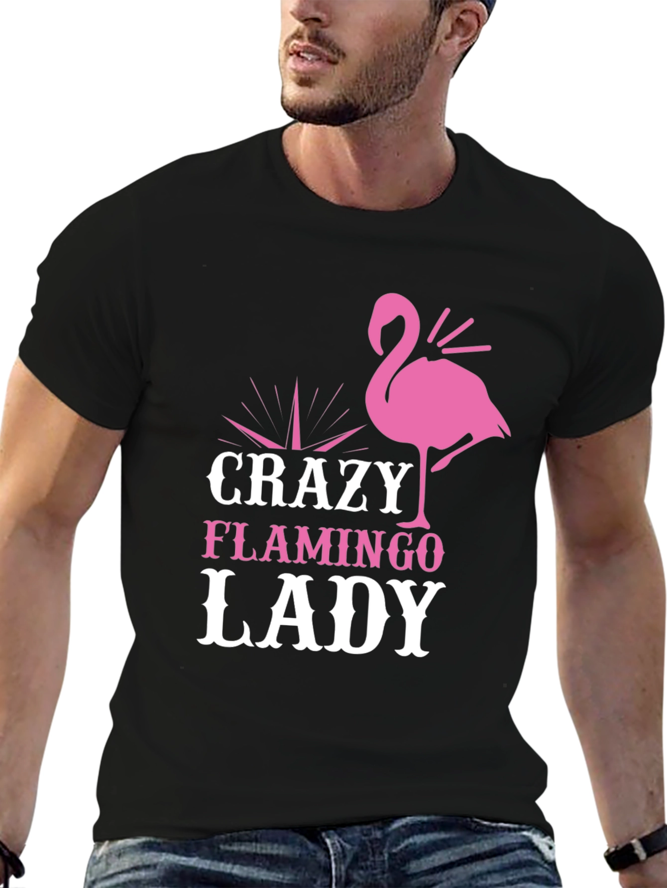 Crazy Flamingo Lady T-Shirt - Fun Novelty Tee